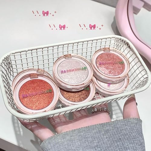Image of Highlighter Makeup Palette for Blush,Contour,Shadow,Face or Eye Makeup, Shimmer Glow, Creamy Mousse Pressed Powder, Intensely Pigmented (B03-04# Glass Pink)