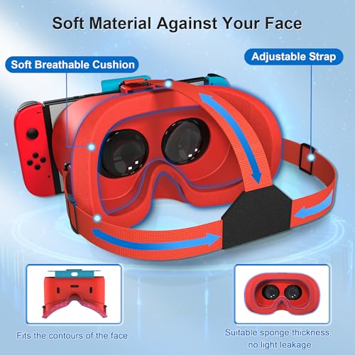 DEVASO Upgraded VR Headset for Nintendo Switch & Switch OLED, Switch Virtual Reality Glasses with Adjustable HD Lenses and Comfortable Head Strap, Labo VR Kit 3D Goggles for Switch Accessories by DEVASO - Image 5