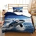 Produktbild DAFUfbw Killer Wal Weichs Bettdeckenbezug Microfaser Orca Bettwäsche Set Reißverschluss Bettbezug Weichs Single135x200cm Wärme Steppdeckenbezug Mit Kissenbezüge: 48 X 75cm
