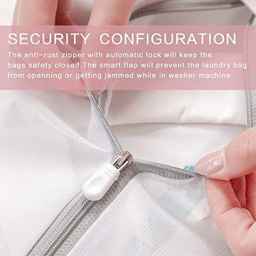 SYGY 2Pcs Mesh Laundry Bag with Premium Zipper for Washing Machine & Dryer, Travel Storage Organization Bag, Clothing Wash Bags for Lingerie, Bra, Blouse, Bed Sheet, Stocking (1M & 1L)