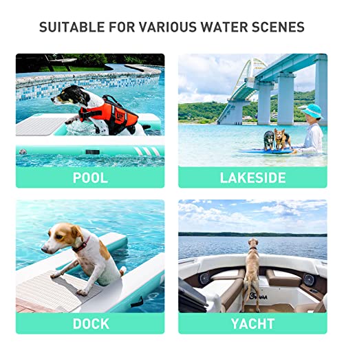 GZYSINFLA Aufblasbare Rampe für große Hunde, schwimmende Haustierrampe bis 100 kg, aufblasbare Bootsleiter, mit Pumpe/Seil/Reparaturset, rutschfestes PVC-Gewebe