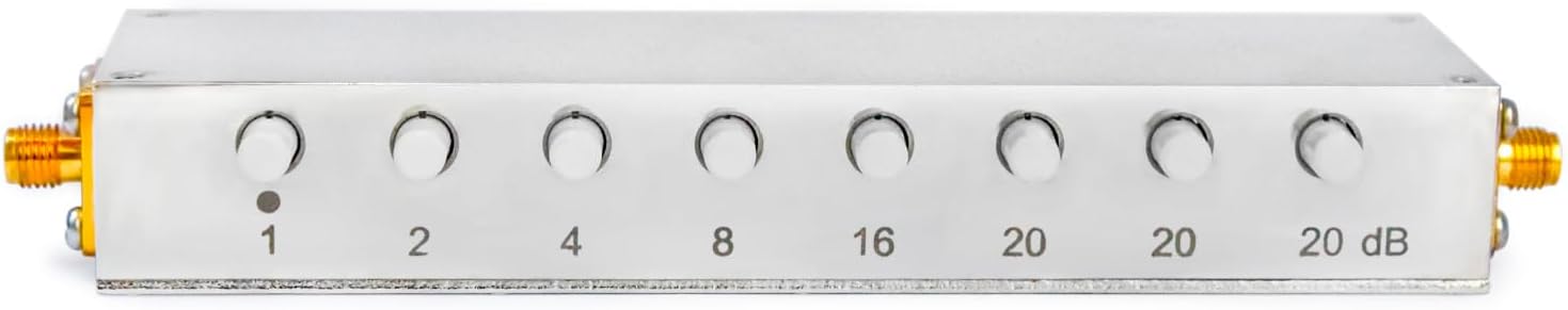 TOJOIN RF Step Attenuator Step-Adjustable Attenuator Push-Button Step Attenuator, SMA Attenuator 0-90dB, DC to 2.5GHz, 50 ohm RF Attenuator, SMA Female Attenuator 1PCS