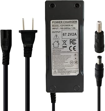 67.2V 2A Adapter Charger for 16S 57.6V 59.2V 64V Lithium Battery Pack with DC 5.5x2.1mm/5.5x2.5mm Plug