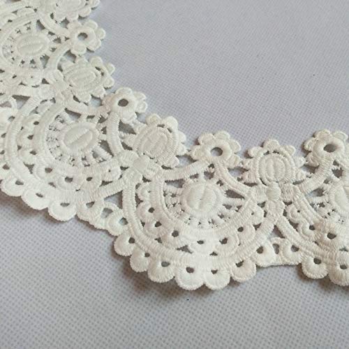 1Pc White/Black Circular Beautiful Embroidery Lace Fabric Diy Lace Collar Fabric For Sewing Supplies Craft (White) #TOP2