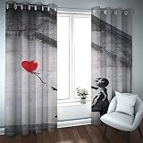 HOBBOY Banksy Wall Art Cortinas para Ventanas La Chica con Globo Cortinas Blackout para Dormitorio Sala de Estar Habitación Infantil Cortinas de Ahorro de Energía 2xW117xL137cm