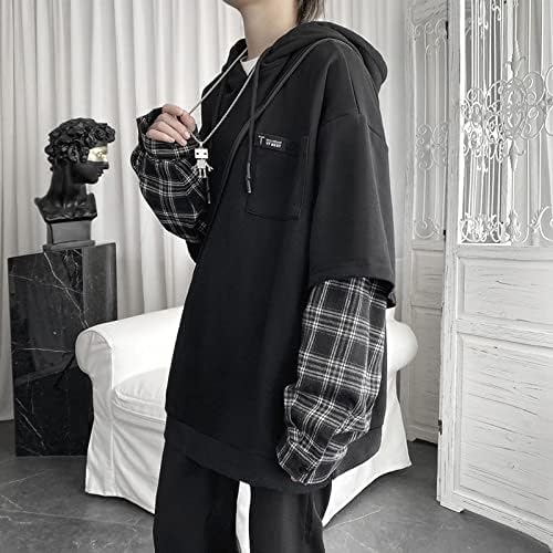 YUESUO Emo Streetwear Vintage Hoodie Women Men Oversized Sweatshirt Punk Patchwork Pullovers Grunge Plaid Hoodie Clothes - Image 6