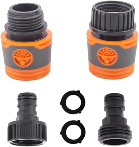 Accesorios de conexión rápida para manguera de jardín, juego de conectores de manguera de liberación rápida de 34 pulgadas macho y hembra,