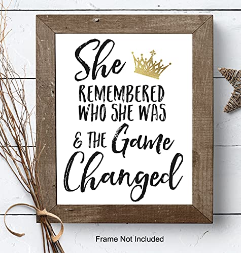 She Remembered Who She Was And The Game Changed Wall Art & Decor - Inspirational Positive Quotes Decor - Encouragement Gifts For Women, Teen Girls - Motivational Sayings Poster #TOP7