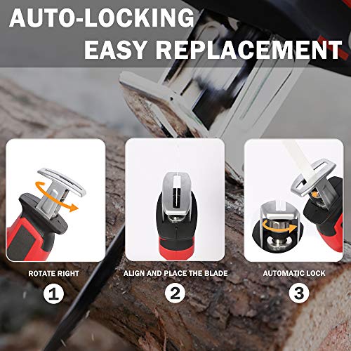 20-V Reciprocating Saw Max Lithium-Ion Cordless Reciprocating Saw, W/2 Batteries, One Hand Compact Reciprocating Saw Kit W/Blades And Tool Case, For Outdoor Pruning, Wood, Plastic, Bone #TOP3