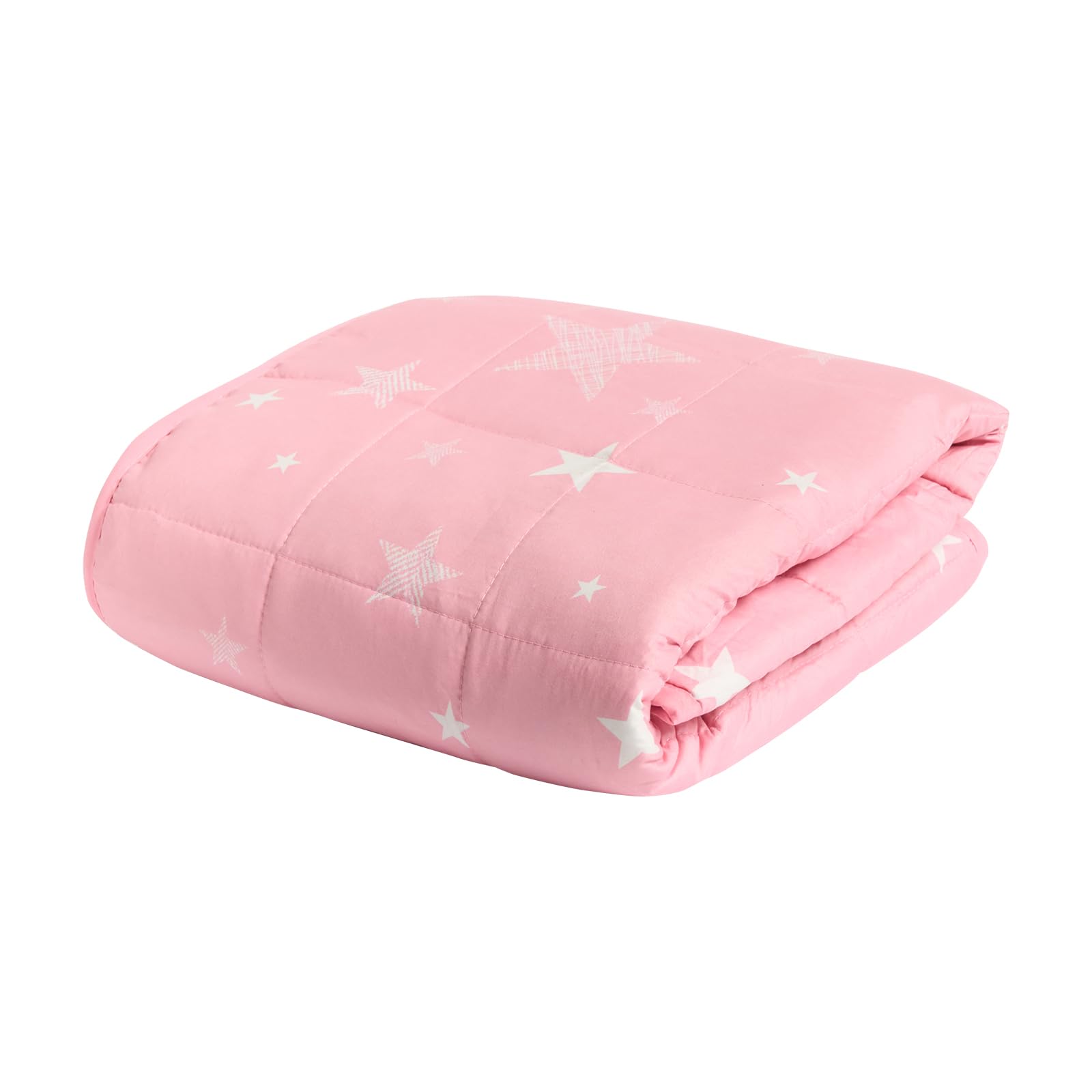 Dreamscene Star Weighted Blanket Sleep Insomnia Therapy Anxiety Relief Autism Reversible Fluffy Teddy Fleece Throw, Blush Pink, 100 x 150cm - 3kg (Disclaimer:Only suitable for age 3+years)