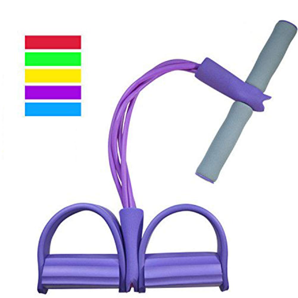 Maram 4 Tubes Fitness Sit-up Pull Rope Bodybuilding Tension Rope, Elastic Pull Rope Fitness Equipment for Abdomen, Waist, Arm, Yoga Stretching Slimming Training