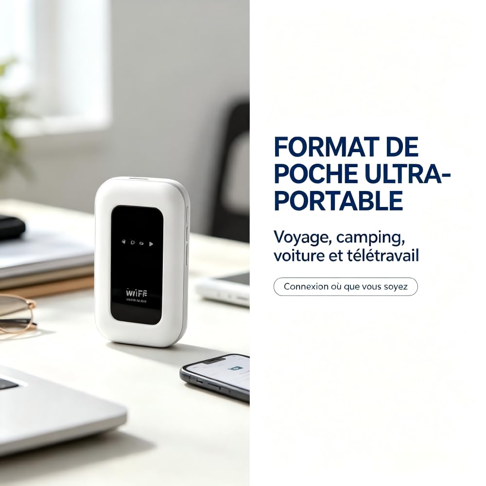 Routeur WiFi Portable 4G/5G Débloqué, Compatible avec la Plupart des opérateurs européens, Prend en Charge jusqu'à 28 appareils, WiFi jusqu'à 300 Mbps pour Voyage, Camping et Voiture
