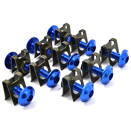 BJ Global Tornillos con tuerca de muelle, de aluminio CNC M6, paquete de 10unidades, ideales para el carenado de motos de motocross