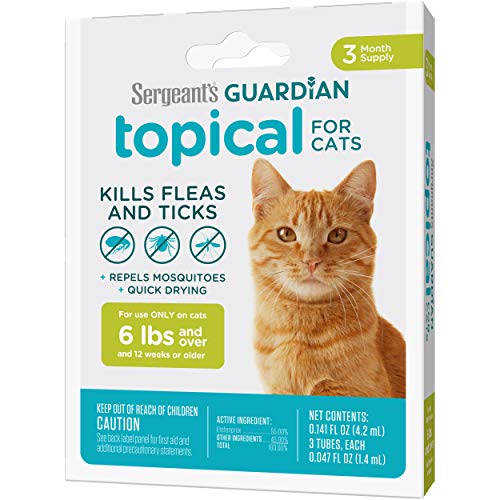 Sergeant's Espremer pulgas e carrapatos em gatos tópicos 2,7 kg e mais, 3 unidades