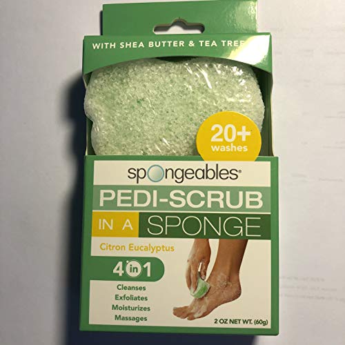 Spongeables Pedi-Scrub 2 oz. Foot Buffer with Citron-Eucalyptus Aromatherapy (1 Pack)