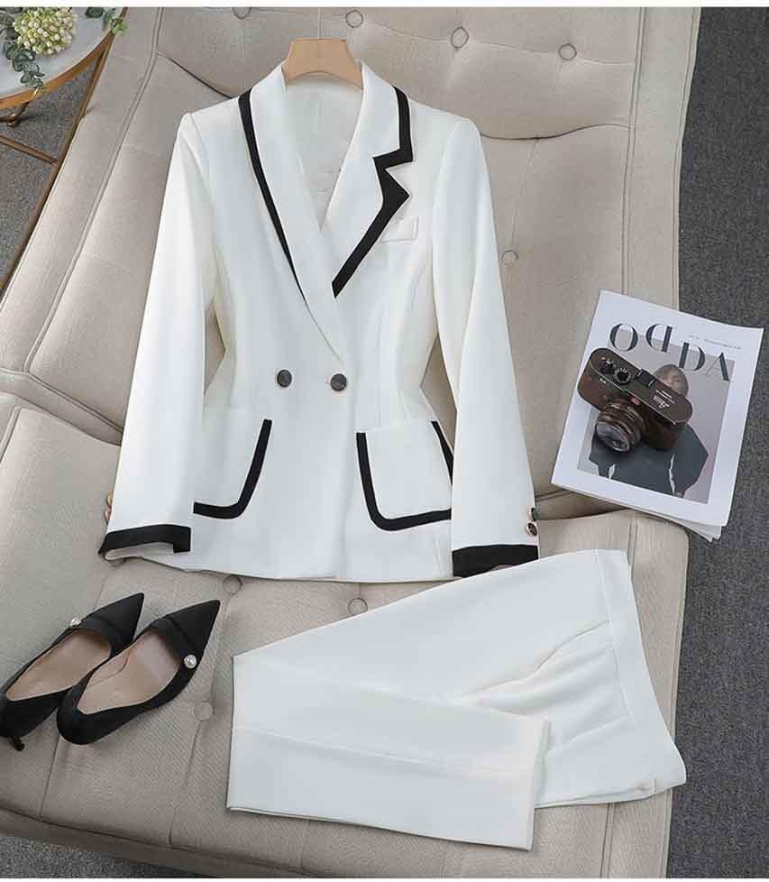 Women's Uniform Tuxedos Double Breasted Buttons Suit Jacket Pants for Wedding Party