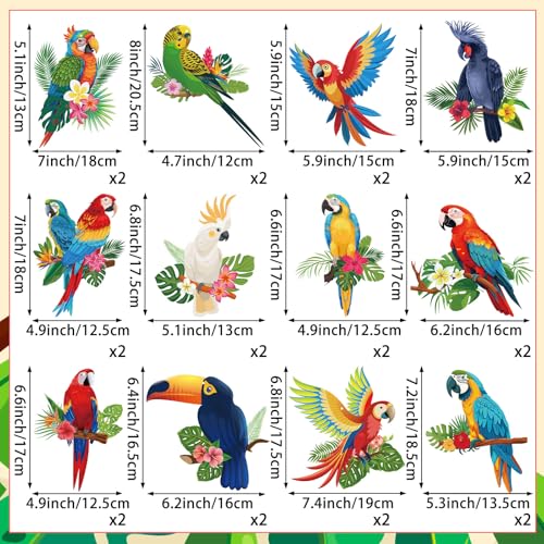 Image of 58Pcs Tropical Birds Decorations Tropical Hawaiian Decor Toucan Parrot Party Hanging Swirl Foil Ceiling Decor for Summer Luau Hawaiian Beach Pool Party Tiki Party Birthday Party Supply