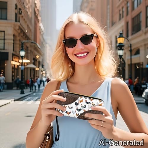 Image of Bulopur Personalized Wristlet Wallet for Women with Name Rifd Chicken Long Wallet PU Leather Clutch Purse Zipper Large Capacity Coin Cash Holder Customized Gifts for Mom Girlfriend