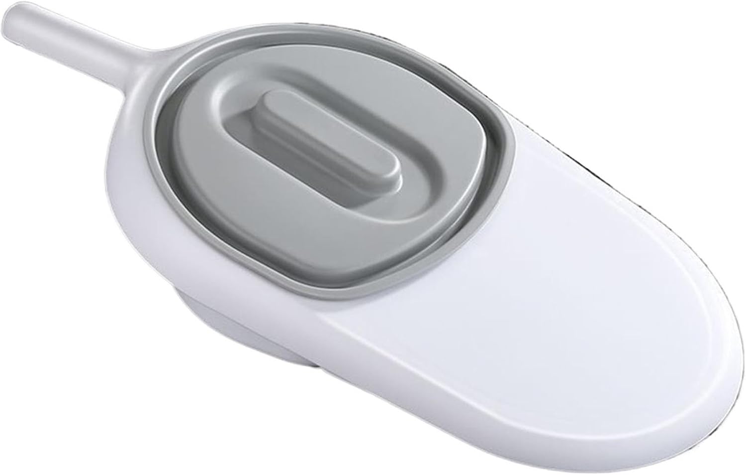 Bedpan with Handle and Guard Durable Bed Pans for Elderly Women Plastic Easy to Clean Potty Bedside Toilet for Adults, Hospitals, Home Use(Color:White Gray+Cushion), 2100ml