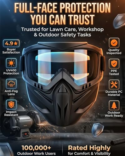 image for BIQIO Detachable Full Face Goggle Mask Mowing Grass Cutting Lawn Perso