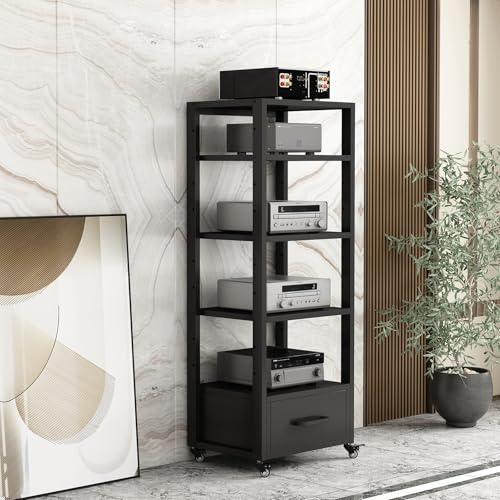 5/6/7 Tier AV Media Stand with Drawer, 60x40x140cm