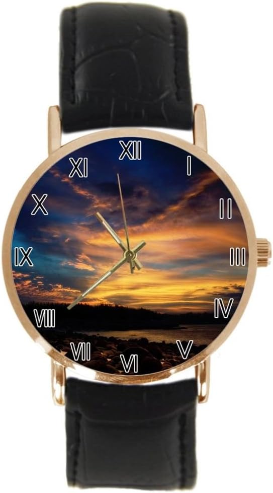 Henry Sunset Time Custom 100% NEW genuine leather Band fashion adult's Sport wrist watch