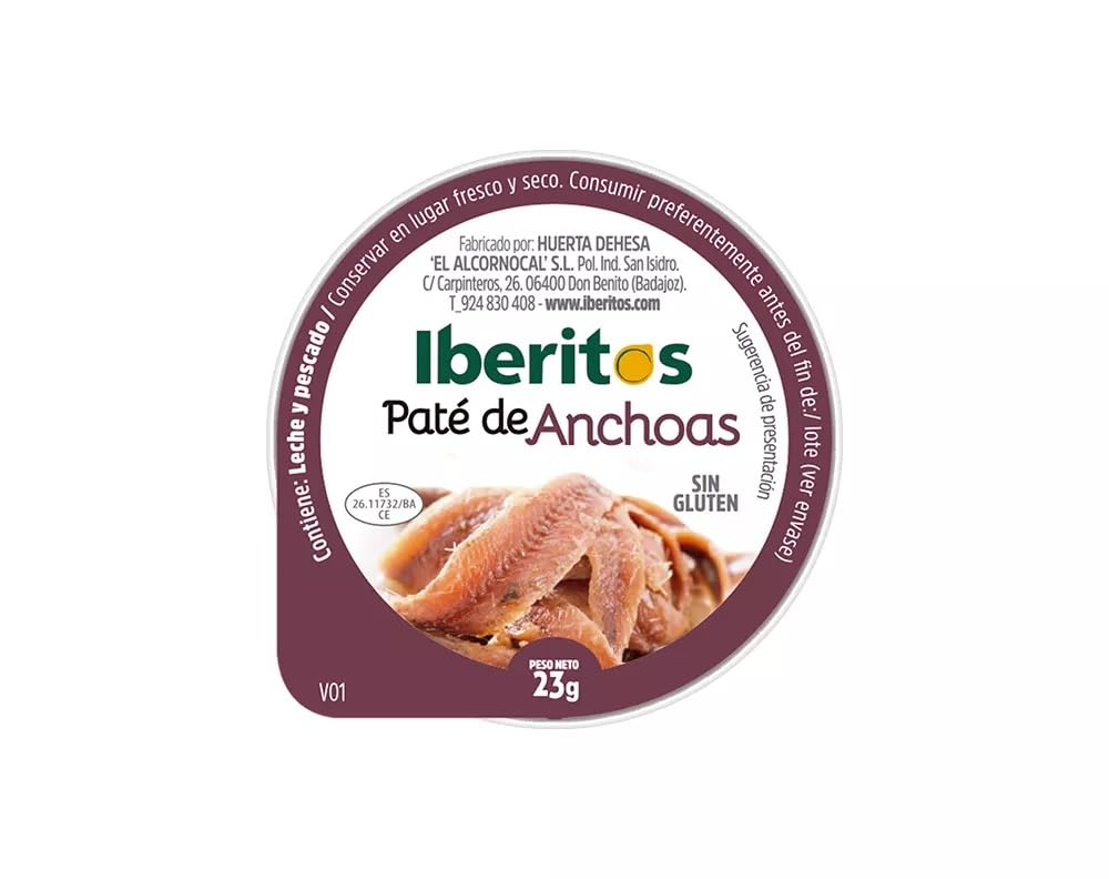 Paté de Anchoas Iberitos Sin Gluten Monodosis 23 g x 18 Uds Envasado en Aluminio