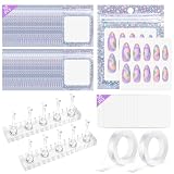 Press On Nail Stand with 50Pcs Nail Packaging Holographic Bags Kit