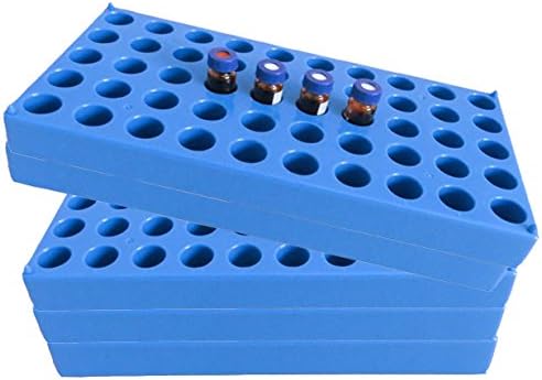 (5 Packs) Vial Rack, Single Blue Holds 50 Standard 12 mm 2 mL vials, Stackable Tube Rack Centrifuge Tubes Rack