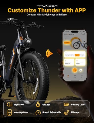 Jasion Thunder Electric Bike,1800W Peak Ebikes for Adults,26''Fat Tire Best Ebike for Men,80 Miles with 864Wh Battery,30+MPH Max Speed Bicycles,400LB Capacity,Certified by UL2849 image 5