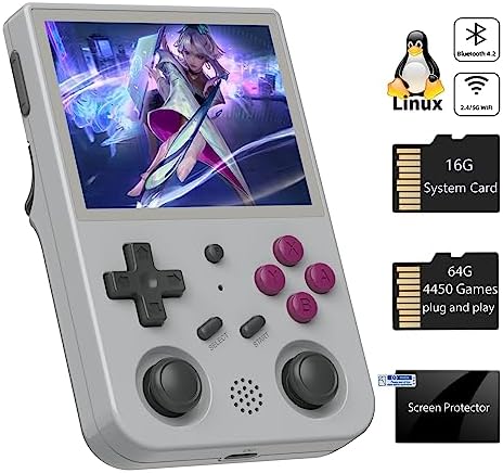 RG353VS Retro Linux System Video Handheld Game Console 3.5" IPS Screen RK3566 64bit Game Player 64G TF Card Built-in 4450 Classic Games Bluetooth 4.2 and 5G WiFi