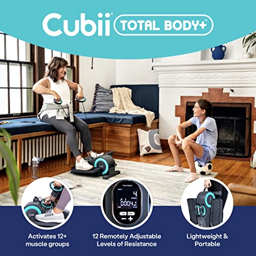Cubii Total Body, Under Desk Elliptical W/Resistance Bands, Bike Pedal, 12 Levels, Bluetooth Sync, Rowing Machine, Seated, Work From Home Fitness, Mini Elliptical Machines, Exerciser For Seniors #TOP1