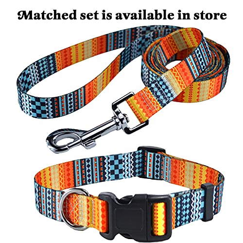 Mihqy Hundehalsband, Verstellbares, Weich & Komfort Hunde Halsband, Böhmisches, Blumen, geometrisches, Stammes Design, für Kleine, Mittlere und Große Hunde(Böhmische Orange,M)