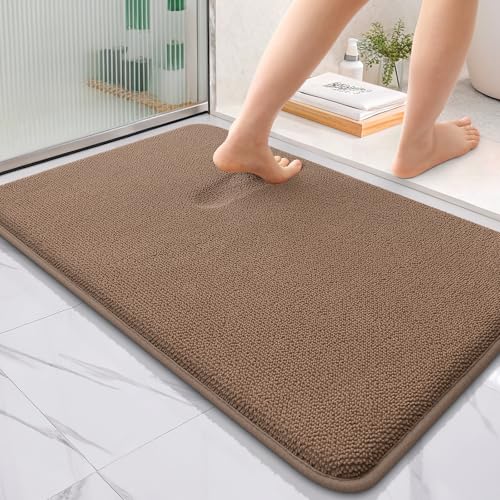 Image of OLANLY Thick Memory Foam Bath Mat Rug 36x24, Extra Soft Absorbent Bathroom Rug, Quick Dry Bath Mats, Non-Slip, Machine Washable Carpet for Bathroom, Tub and Shower, Home Decor Accessories, Mocha