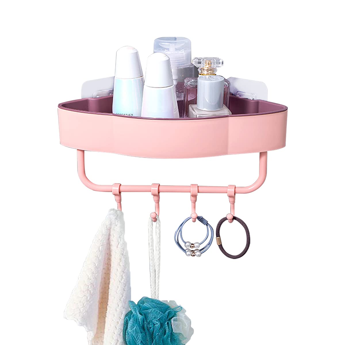 CcHhyyt Shower Caddy with Adhesive Hooks Bath Corner Shower Shelf with Hooks Bathroom Storage Organizer for Bathroom Kitchen