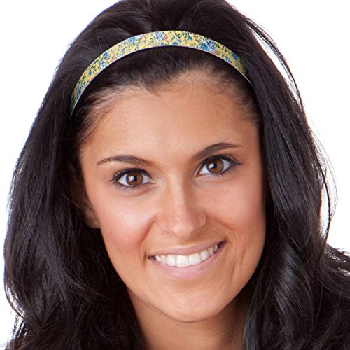 Hipsy Women's Adjustable No Slip Skinny Country Flower Headbands (Skinny D. Pink/Yellow & Wave Glitter 5Pk) #TOP2
