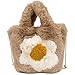Generic Sac à bandoulière en Peluche Vintage Doux Oeuf au Plat Voyage Sac à Main Pochettes chaîne Sac de Messager fourre-Tout de Bande dessinée pour Les Femmes Kaki Clair