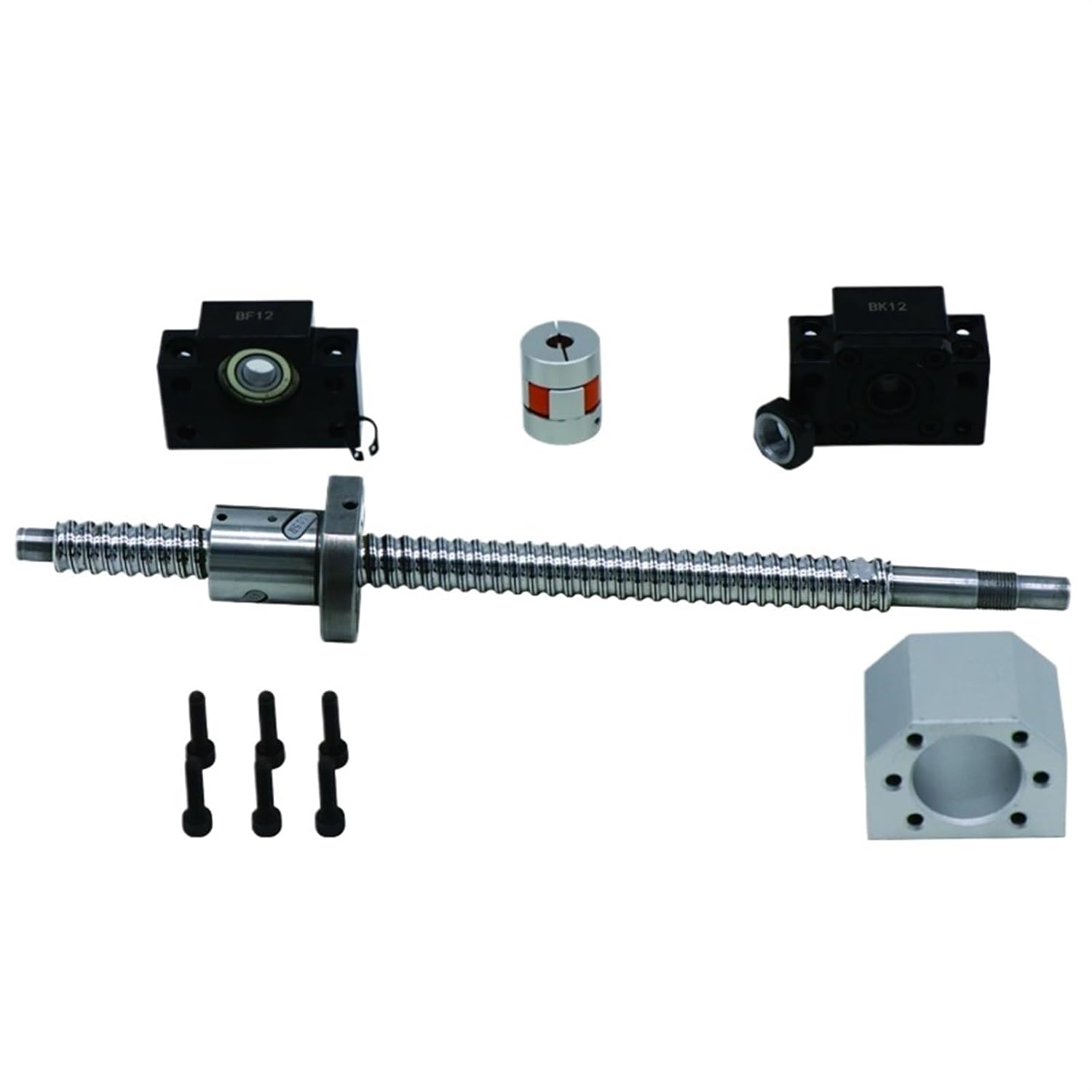 Metal Ball Screw nut SFU1605 Ball Screw Kit 350mm-1200mm Ball Screw 1605+Nut Housing DSG16 BK12 BF12+ Coupling+Ball Screw Nut End Machined(1200mm kit)