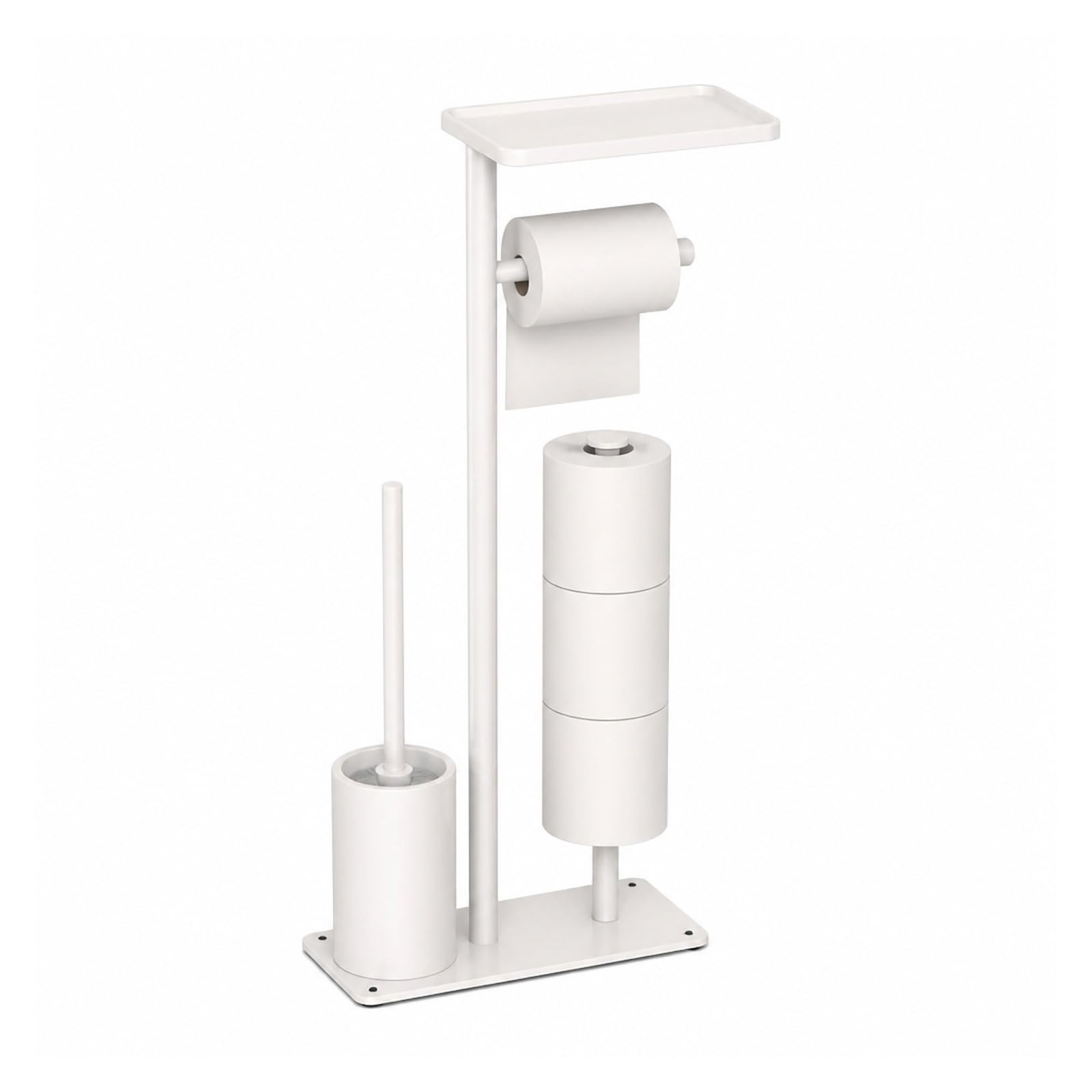 Toilet Roll Holder, Floor Standing Toilet Paper Holder With Brush Tray,for Bathroom