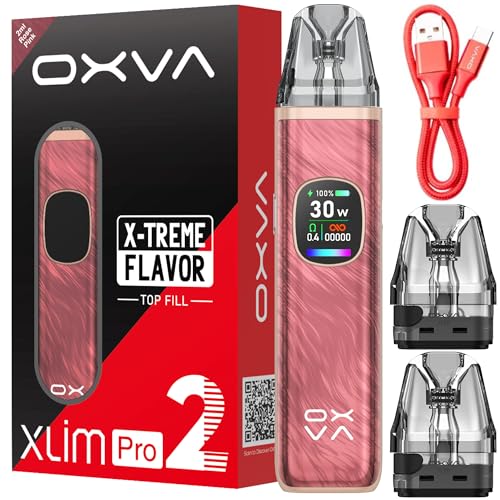 Oxva Xlim Pro 2 Pod Kit [Rose Pink] Compatible With Oxva Xlim V2, V3, EZ Pods,1300mah Battery 2A Fast Charge, 0.56-inch Ultra Hd Display, 2ml Vape Cartridge No Nicotine