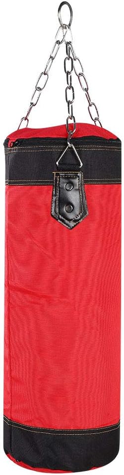 Empty Training Boxing Sandbag, Fitness Sandbags, Oxford Cloth Material, with Zipper, for Exercise(Red, 60cm/23.6in)