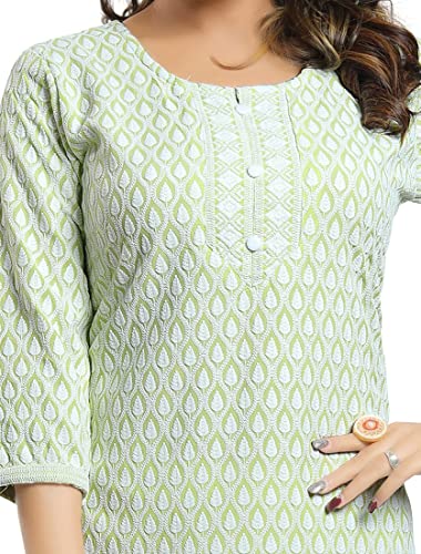 Image of DREAM & DZIRE Chikankari Kurti for Women of Cotton in Plus Size & Small Size.