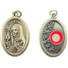 Silver Toned Base Catholic Saint 3rd Class Piece of Cloth Relic Medal, 1 Inch