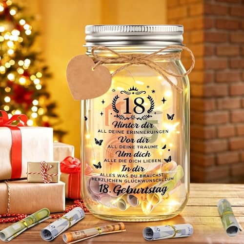 Johiux Geschenke zum 18 Geburtstag Mädchen Junge,LED Flaschenlicht Geldgeschenke Geburtstag 18… – Ansicht 4