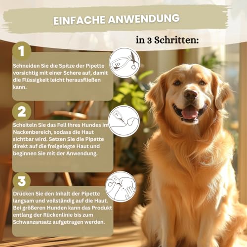 Spot On für große Hunde (ab 15 kg) - [6 Monate Floh- und Zeckenschutz] für Hunde 6x3ml – Zeckenmittel für Hunde mit natürlichen Inhaltsstoffen– Effektiver Zeckenschutz Hund