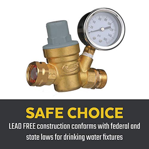 Valterra RV Water Regulator, Lead-Free Brass Adjustable Water Regulator with Pressure Gauge for Camper, Trailer, RV Plumbing System by Valterra - Image 6