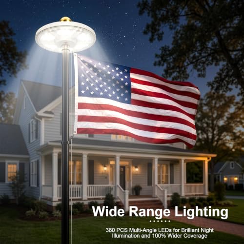 Lacasa Solar Flag Pole Light Dimmable Flagpole Lamp + 360 LED Ultra Bright by Lacasa - Used condition - Image 5