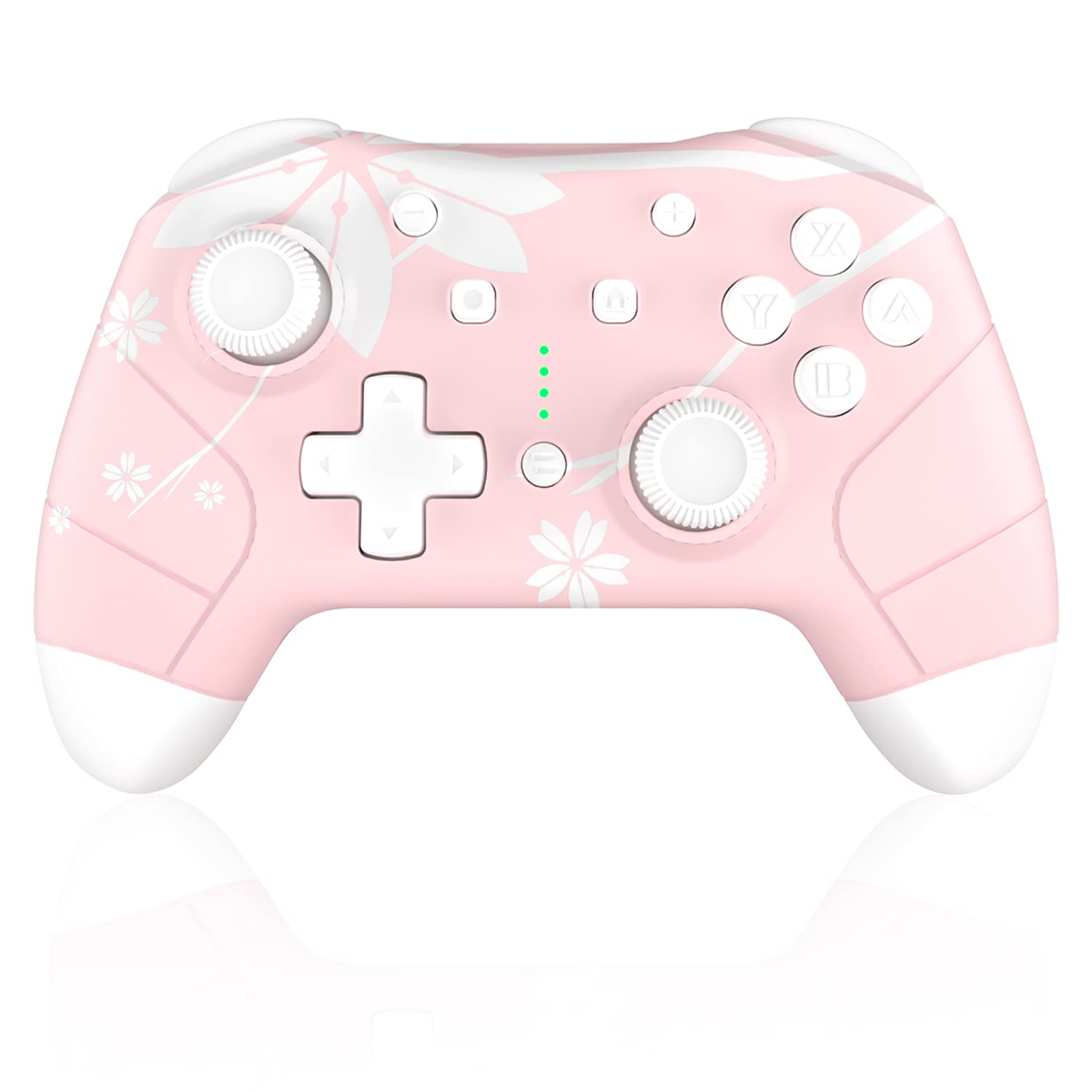 Wireless Controller for Nintendo Switch/Lite, Mytrix Wireless Pro Controllers with Wake-Up, Headphone Jack, Auto-Fire Turbo, Motion Control, Adjustable Vibration, and etc, Sakura Cherry Blossoms Pink