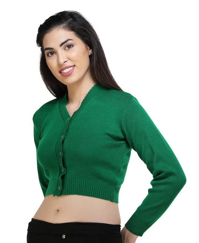 Image of Women Winter Wear V-Neck Full Sleeves Regular Fit Woollen Blouse