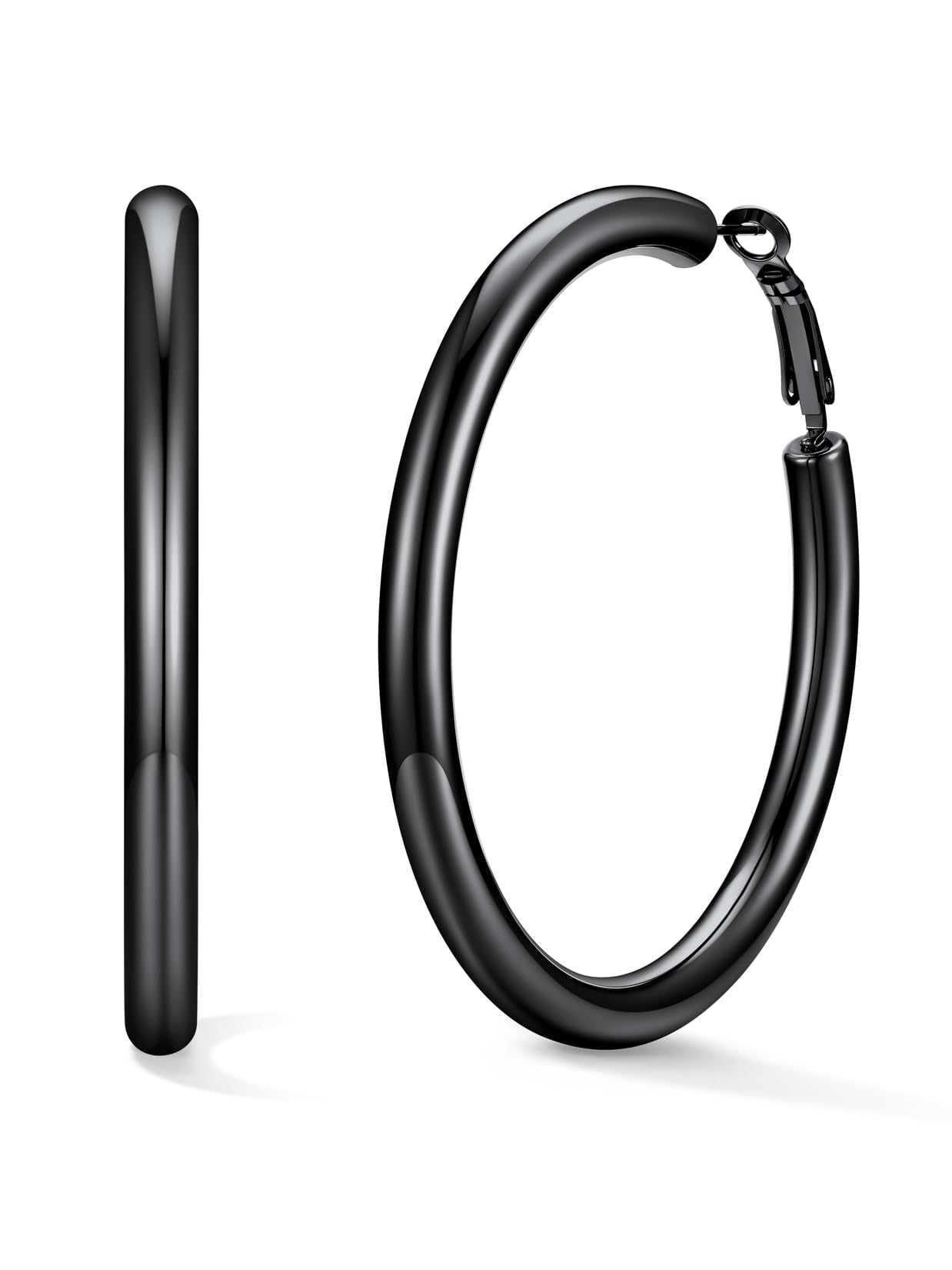 U7 Silver/Black/Gold 5mm Chunky Hoop Earrings for Women,20/30/40/60/80mm